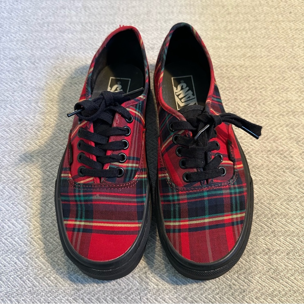Vans Red and Black Plaid Sneakers